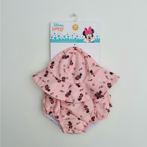 Disney Baby Minnie Mouse Sun Hat and Swim Diaper 2 Piece Set Size 18 Months NWT - Picture 2 of 11